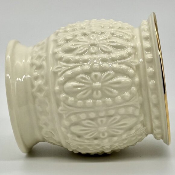 Vintage Lenox Fine Porcelain Beaded Votive Candle Holders Set of Three Gold Rims - Picture 4 of 14